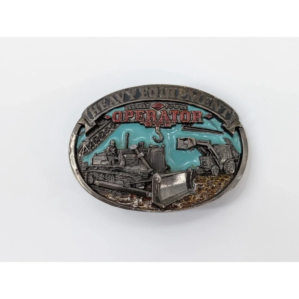 VTG 1986 Heavy Equipment Operator Belt Buckle The Great American‎ Buckle Co USA